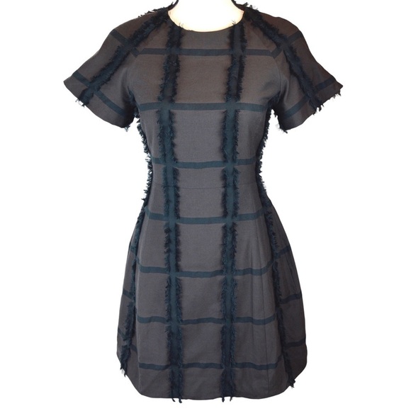 RALLIER Gabriella Mahogany Dress, Windowpane Fringe Design, Size 0 - Picture 11 of 11